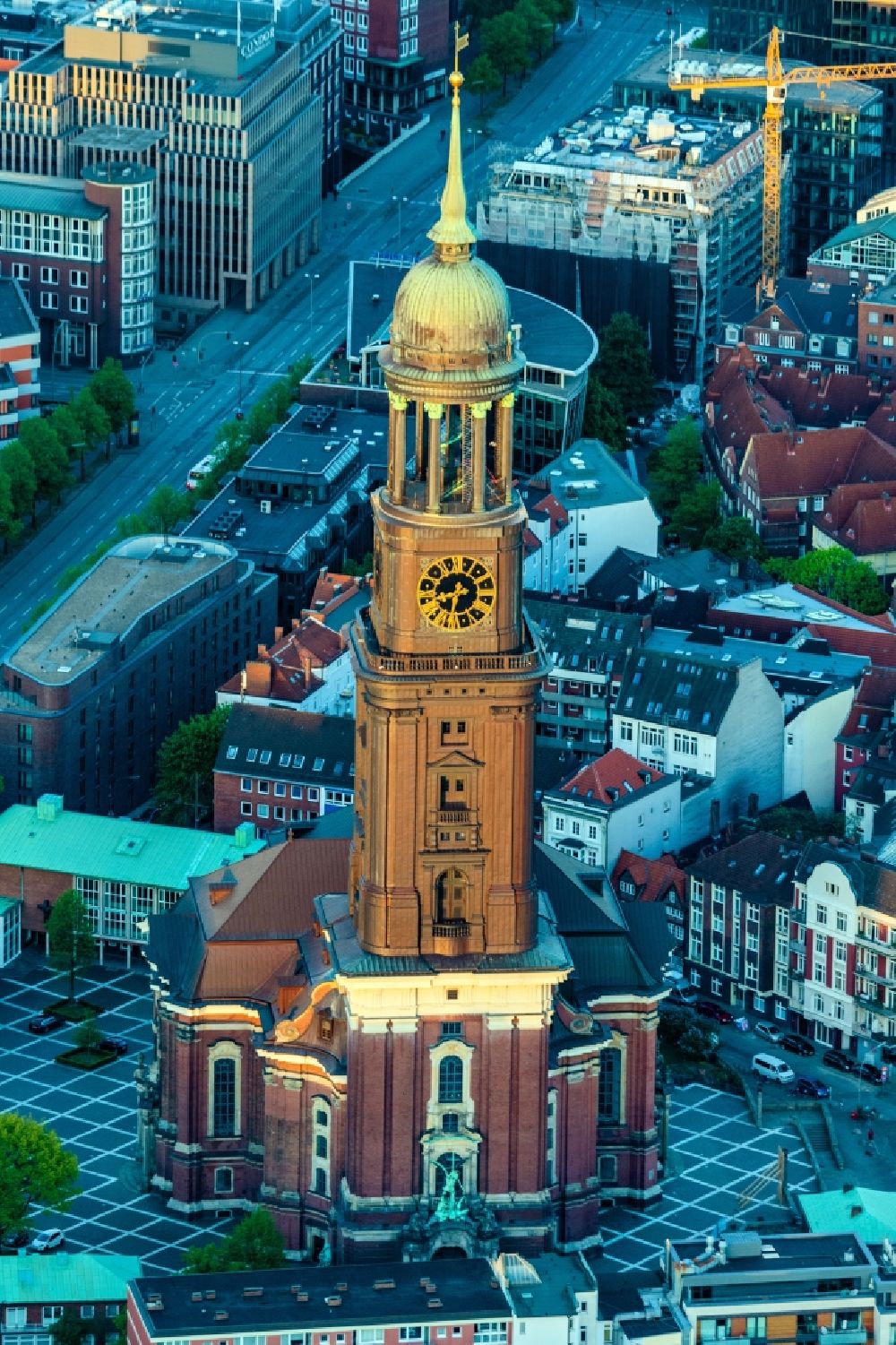 Hamburg from the bird's eye view: View of the church St. Michaelis in Hamburg