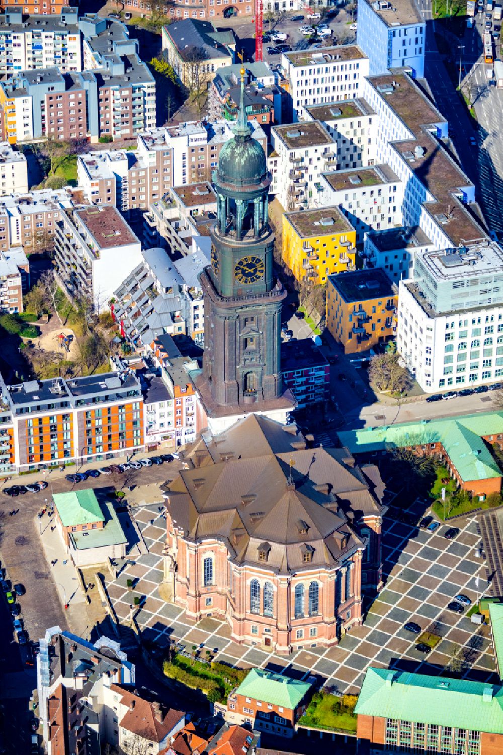Aerial photograph Hamburg - View of the church St. Michaelis in the district Altstadt in Hamburg