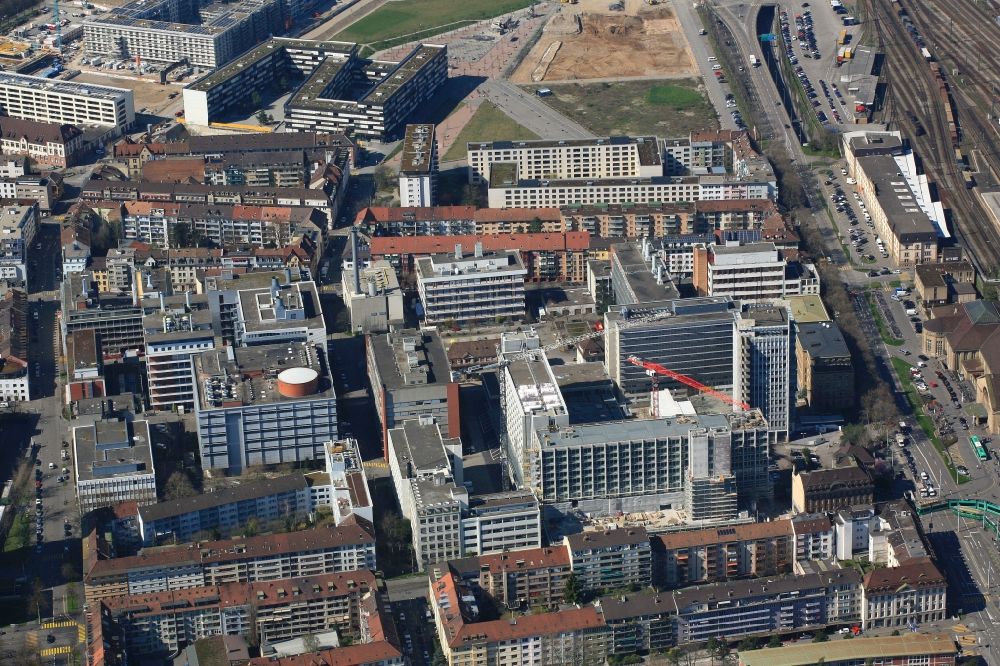 Aerial image Basel - Operating area and headquarters of Syngenta in Basel, Switzerland. Syngenta is active in the agribusiness and crop protection. The agricultural chemical company has rejected a takeover bid from Monsanto