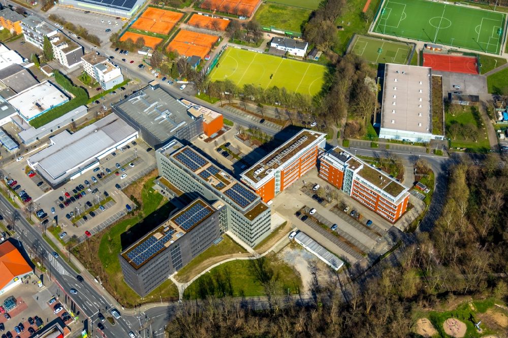 Aerial image Mülheim an der Ruhr - Building headquarters Group of Companies ALDI SUeD in Muelheim on the Ruhr in the state North Rhine-Westphalia