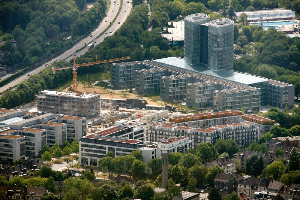 Aerial photograph Essen OT Rüttenscheid - View of the administrative building of the E.ON Ruhrgas AG in the district of Ruettenscheid in Essen in the state of North Rhine-Westphalia