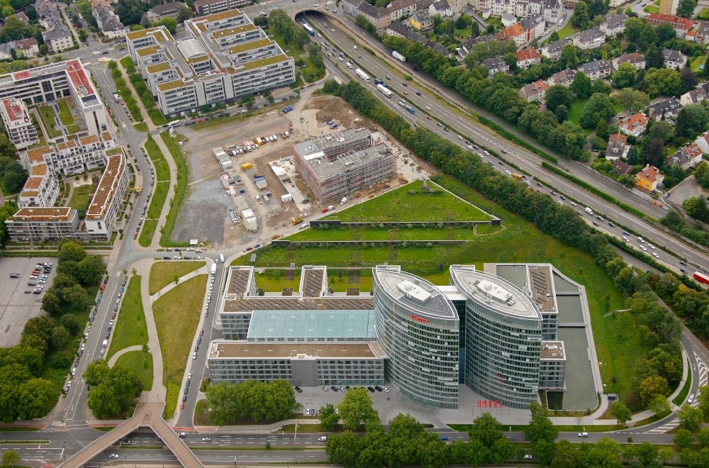 Essen OT Rüttenscheid from above - View of the administrative building of the E.ON Ruhrgas AG in the district of Ruettenscheid in Essen in the state of North Rhine-Westphalia