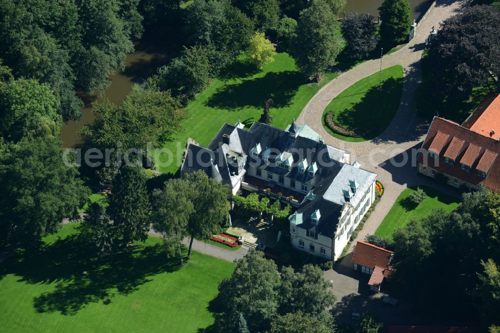 Westerkappeln from above - Estate house Langenbrueck with Park and outbuildings in Westerkappeln in the state North Rhine-Westphalia