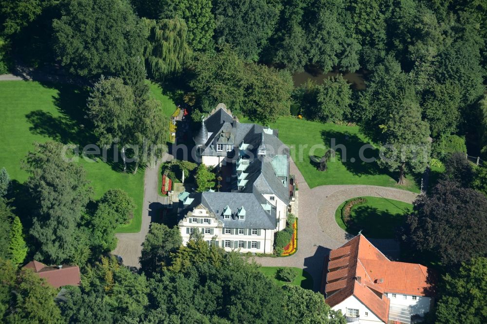 Westerkappeln from the bird's eye view: Estate house Langenbrueck with Park and outbuildings in Westerkappeln in the state North Rhine-Westphalia