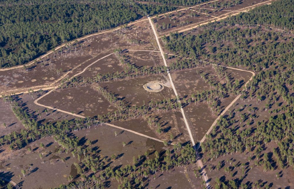 Aerial image Rossow - Heathland landscape in the former military training area in Rossow in the state Brandenburg, Germany