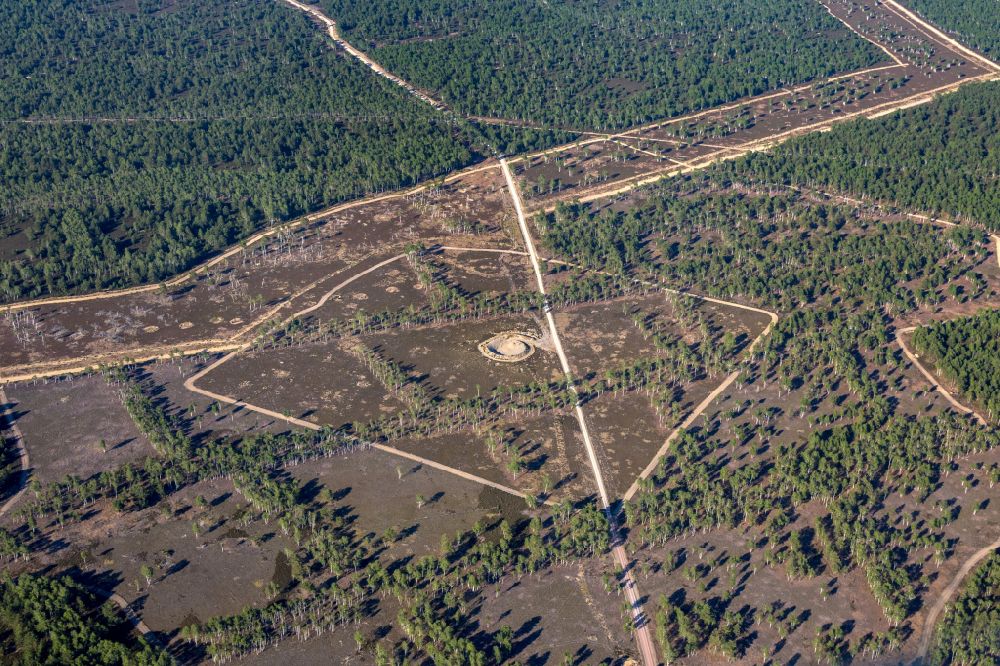 Aerial photograph Rossow - Heathland landscape in the former military training area in Rossow in the state Brandenburg, Germany