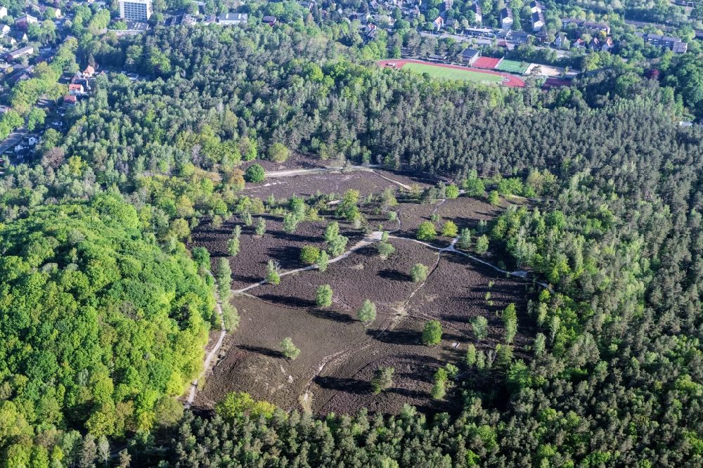 Aerial photograph Hamburg - Heathland landscape of Neugrabener Heide on Scharpenbargsweg in the district Hausbruch in Hamburg, Germany
