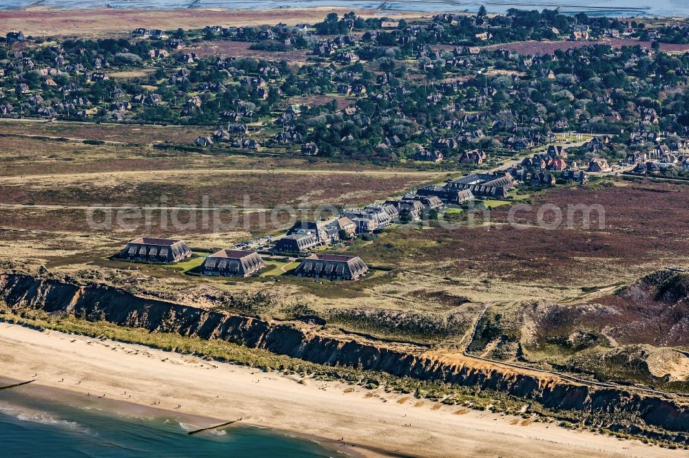 Kampen (Sylt) from the bird's eye view: Heathland landscape and Strand in Kampen (Sylt) in the state Schleswig-Holstein, Germany