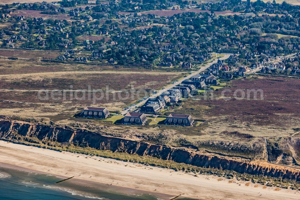 Aerial image Kampen (Sylt) - Heathland landscape and Strand in Kampen (Sylt) in the state Schleswig-Holstein, Germany