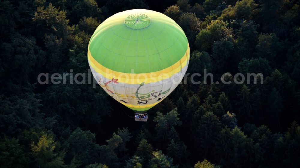 Bonn from above - Hot air balloon in flight over the airspace of Bruchhausen (Neuwied district) in Rheinland-Pfalz, Germany