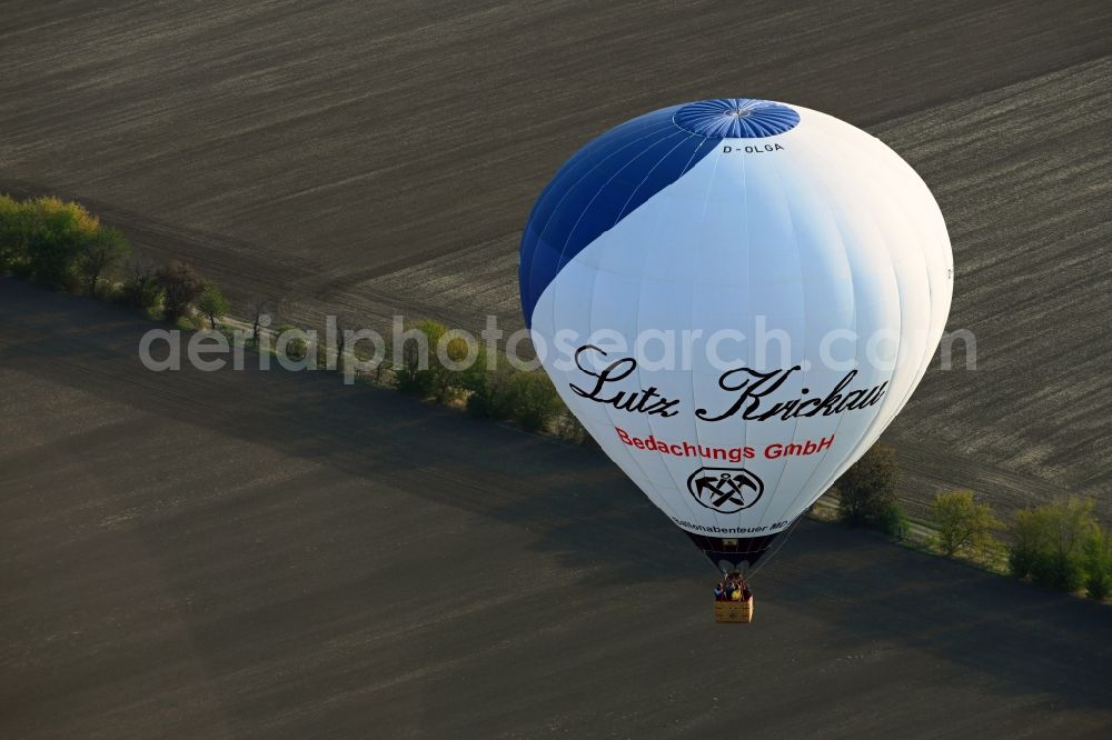 Aerial image Hohendodeleben - Hot air balloon D-OLGA flying over the airspace in Hohendodeleben in the state Saxony-Anhalt, Germany