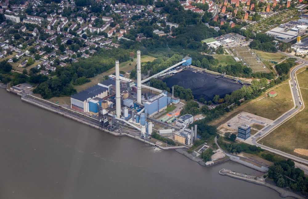 Aerial image Wedel - View of the Wedel Power Station at the river Elbe in Schleswig-Holstein