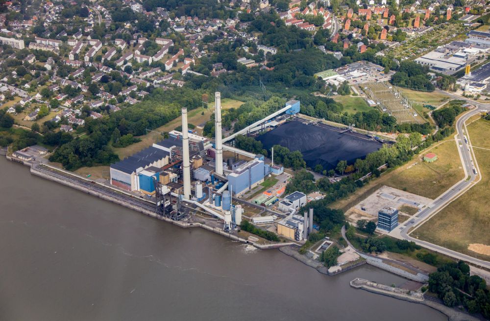 Aerial photograph Wedel - View of the Wedel Power Station at the river Elbe in Schleswig-Holstein
