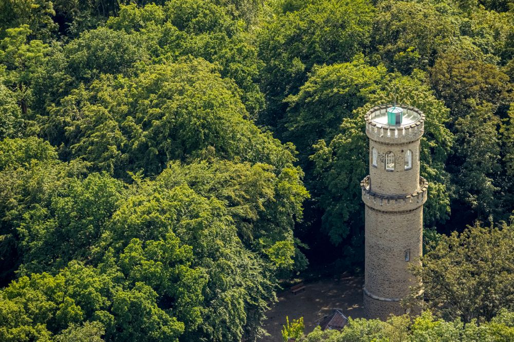 Aerial image Witten - The observation tower, also alled Helen tower, on the moontain Helen in Witten in North Rhine-Westphalia
