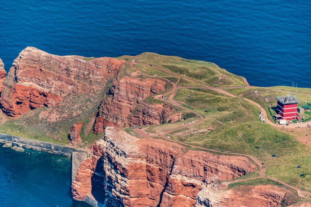 Aerial image Helgoland - Rock massif and rock formation Lummenfelsen in Helgoland in the state Schleswig-Holstein, Germany