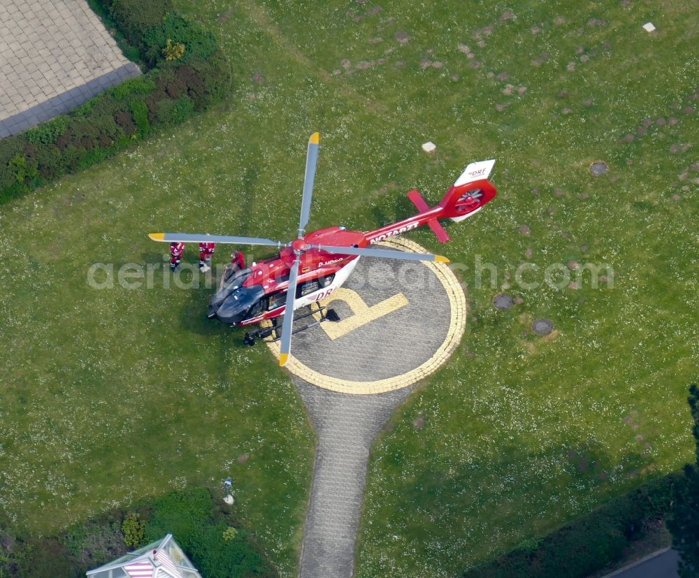 Göttingen from the bird's eye view: Helipad - airfield for helicopters Christoph 44 in Goettingen in the state Lower Saxony, Germany