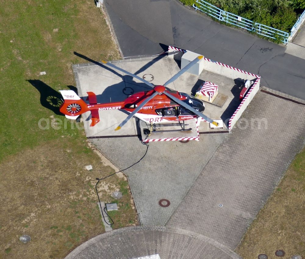 Göttingen from the bird's eye view: Helipad - airfield for helicopters Christoph 44 in Goettingen in the state Lower Saxony, Germany
