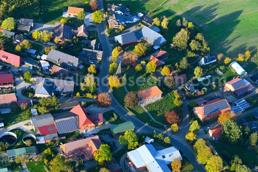 Sahms from above - Autumnal discolored vegetation view village view of Sahms in the state Schleswig-Holstein