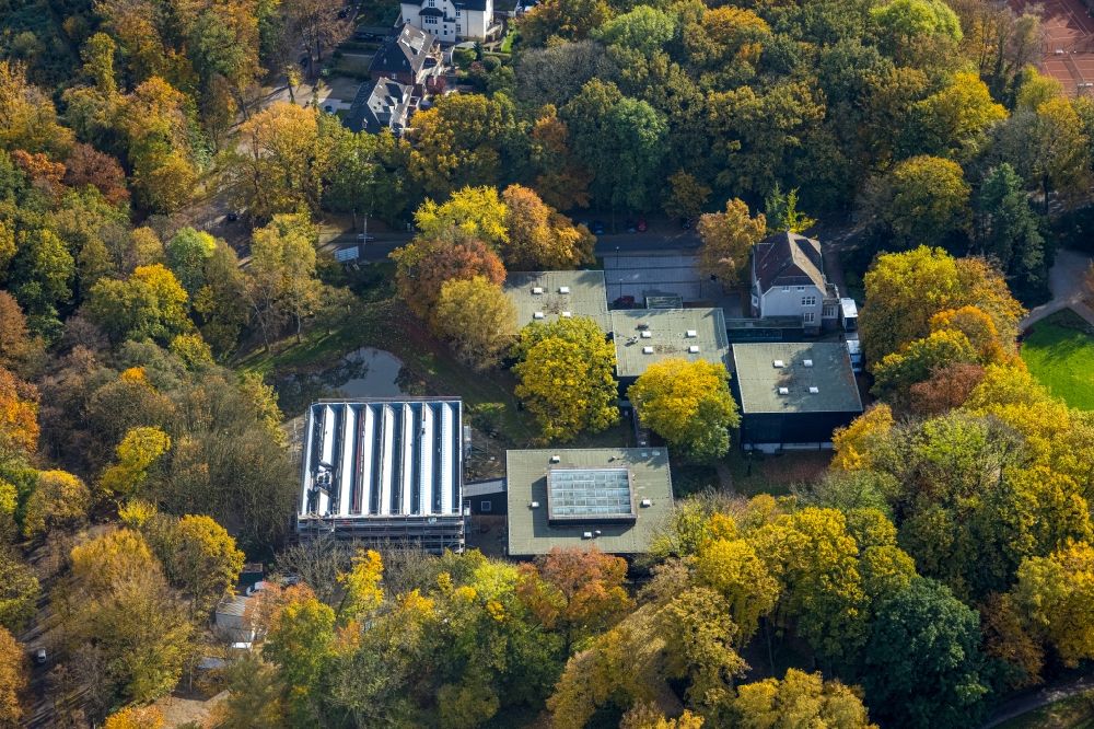 Bottrop from the bird's eye view: Autumnal discolored vegetation view museum- Building Josef Albers Museum Quadrat in Bottrop at Ruhrgebiet in the state North Rhine-Westphalia, Germany