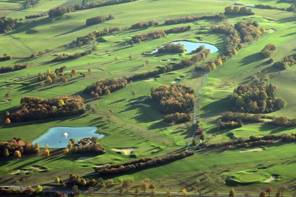 Aerial image Stühlingen - Grounds of the Golf course Golfclub Obere Alp e.V in Stuehlingen in the state Baden-Wurttemberg, Germany