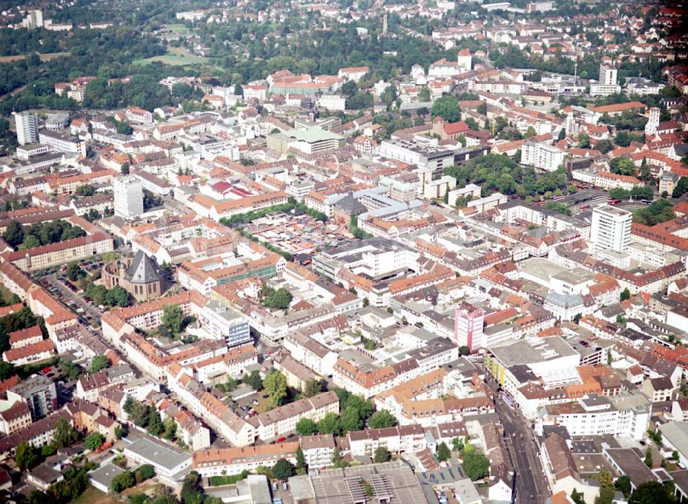 Seligenstädt from above - 07.09.2002 Hessen Kloster Seligenstädt und Stadt-Zentrum Seligenstädt in Hessen
