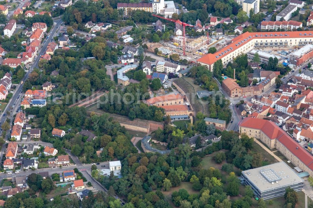 Aerial image Germersheim - Old fort Fronte Beckers and School building with Municipal Music-school and -Academie in Germersheim in the state Rhineland-Palatinate, Germany