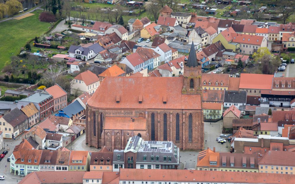 Beeskow from the bird's eye view: Historic church complex in Beeskow in the state Brandenburg, Germany