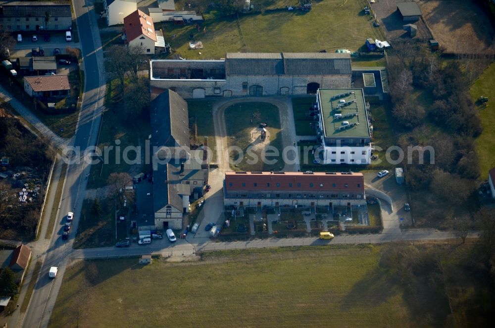 Aerial image Hoppegarten - Historic residential building complex Alte Brennerei in Hoppegarten in the state Brandenburg, Germany