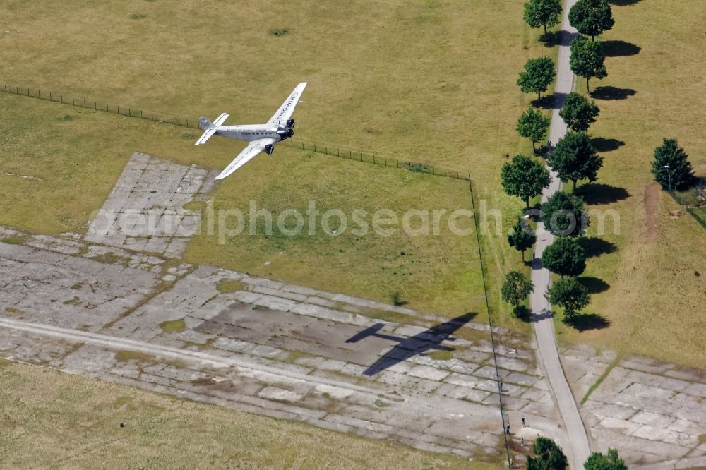 Aerial image Oberschleißheim - Historic aircraft Junkers 52 at the start in Oberschleissheim in the state Bavaria, Germany