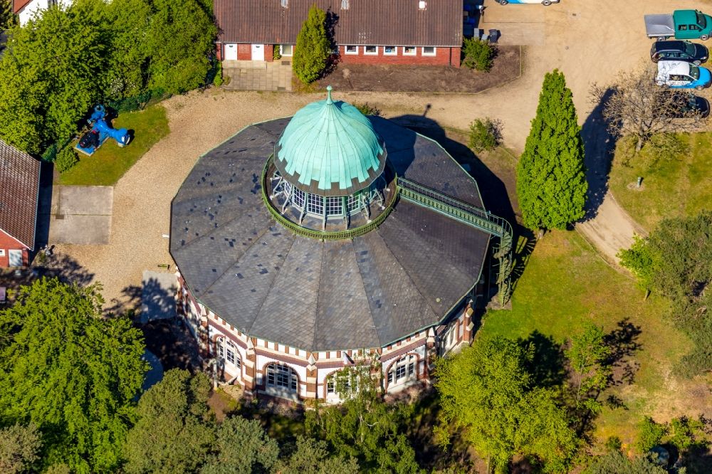 Hiltrup from above - Structure of the historic waterworks Hohe Ward near Hiltrup in the state North Rhine-Westphalia, Germany