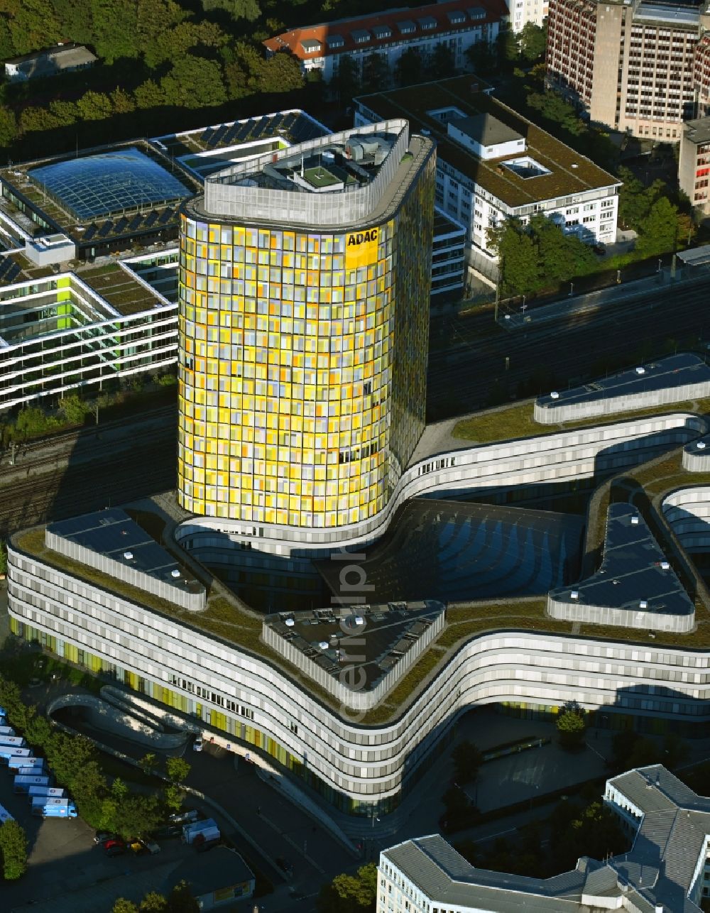 Aerial image München - High-rise ensemble of ADAC Zentrale in the district Sendling-Westpark in Munich in the state Bavaria, Germany