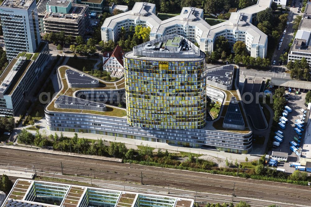 Aerial image München - High-rise ensemble of ADAC Zentrale on street Hansastrasse in the district Sendling-Westpark in Munich in the state Bavaria, Germany