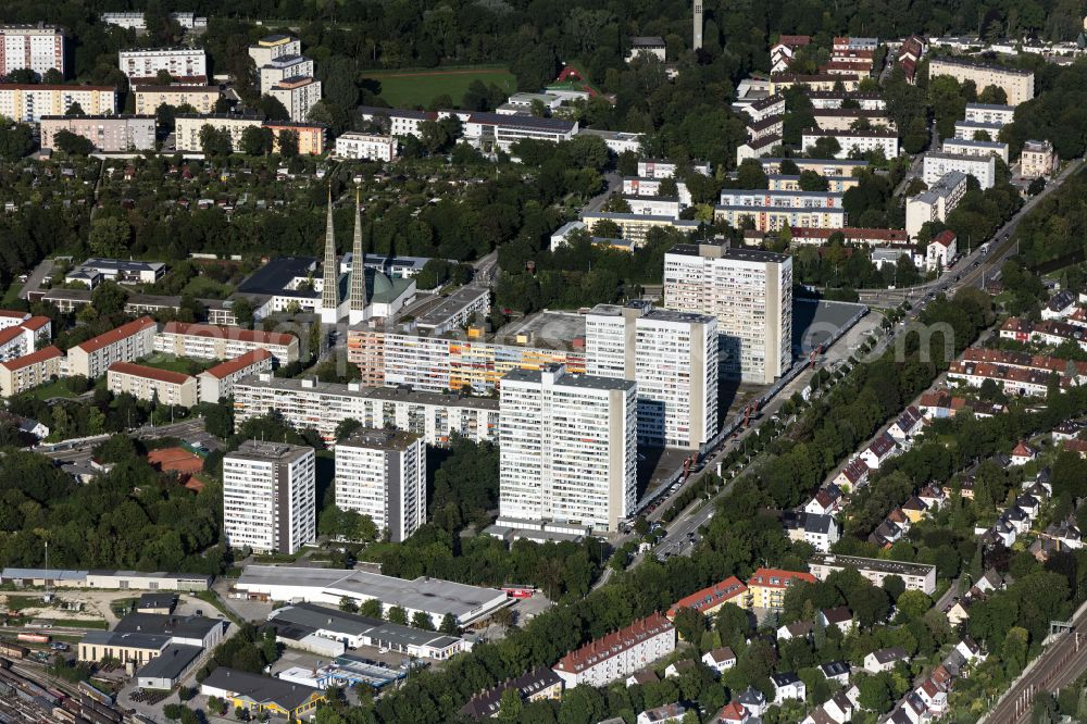 Aerial photograph Augsburg - High-rise ensemble of in Augsburg in the state Bavaria, Germany