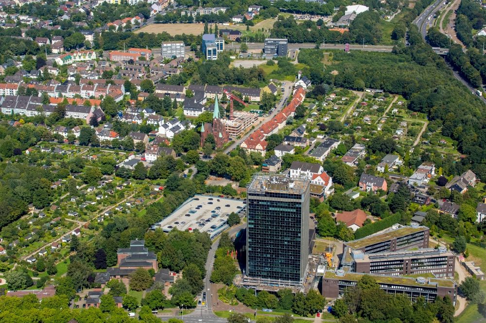 Aerial photograph Bochum - High-rise ensemble of health insurance coverage Knappschaft in Bochum in the state North Rhine-Westphalia