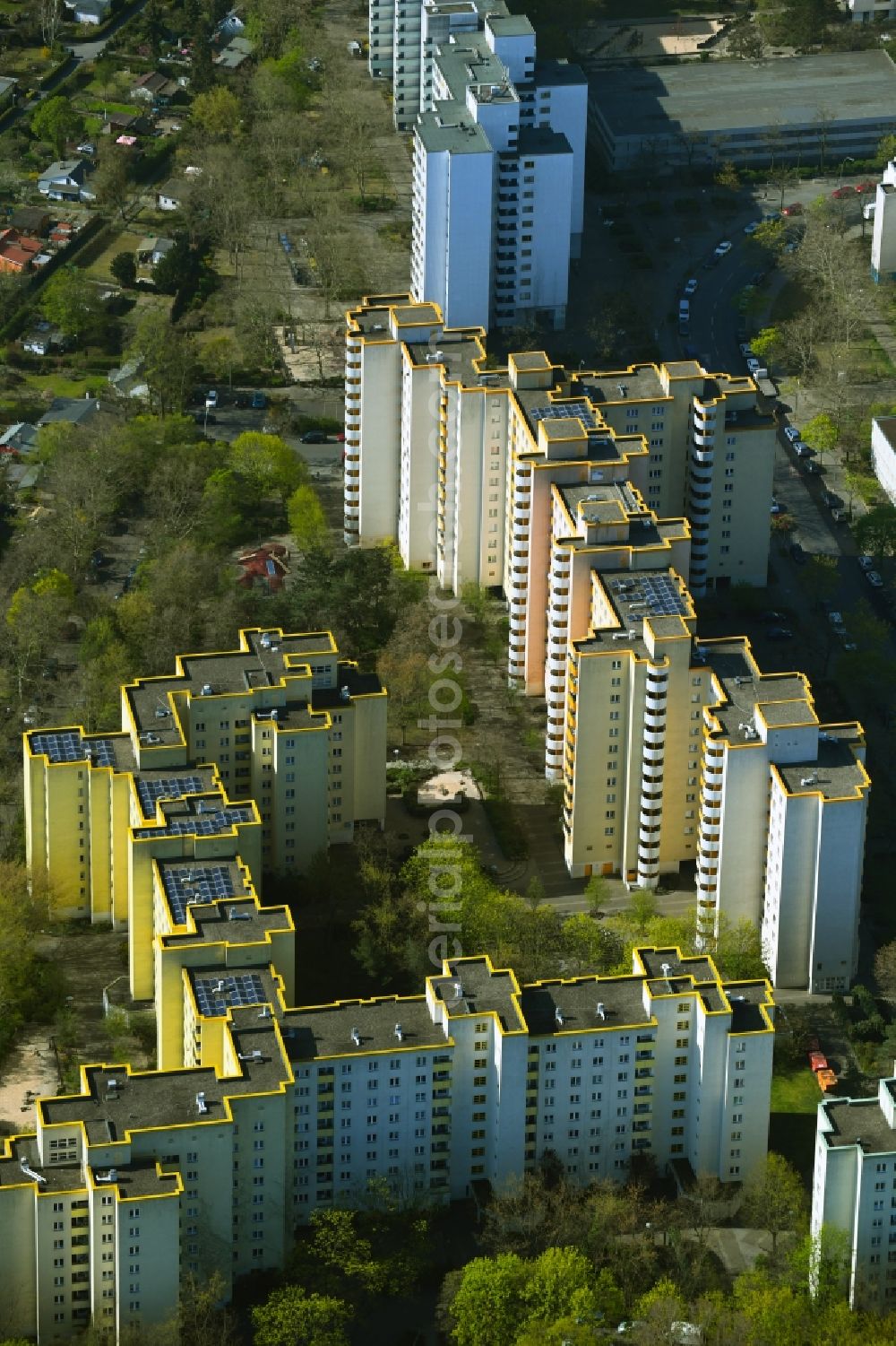 Aerial image Berlin - High-rise ensemble of a prefabricated housing estate on Blasewitzer Ring in the Wilhelmstadt district in Berlin, Germany