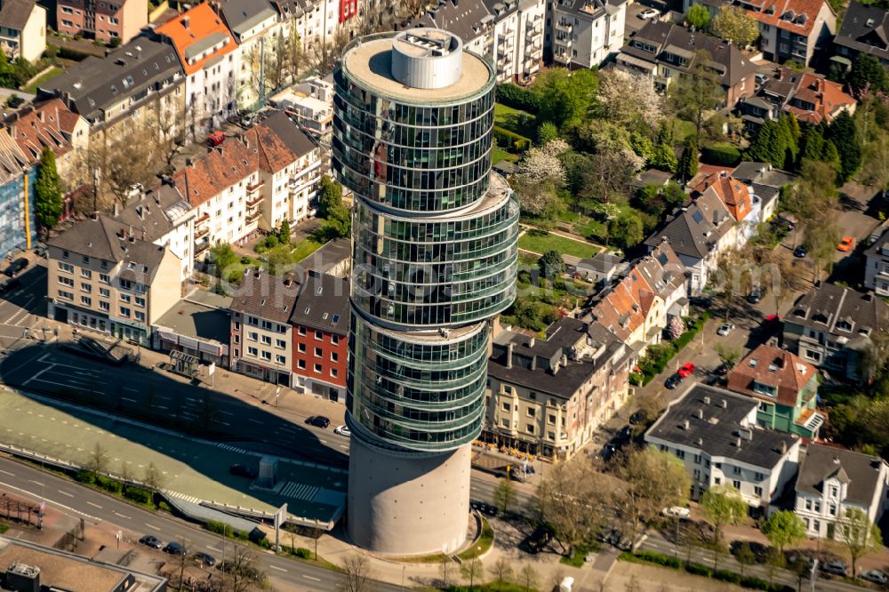 Aerial image Bochum - Skyscraper Exenterhouse - Exenterhaus on a former bunker at the University Street in Bochum, North Rhine-Westphalia, Germany