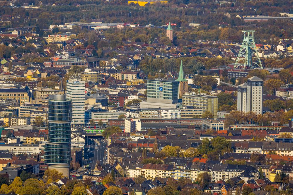 Bochum from the bird's eye view: Skyscraper Exenterhouse - Exenterhaus on a former bunker at the University Street in Bochum