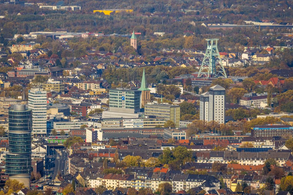 Aerial image Bochum - Skyscraper Exenterhouse - Exenterhaus on a former bunker at the University Street in Bochum