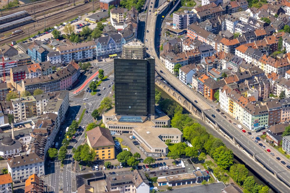 Aerial image Hagen - High-rise buildings Agentur fuer Arbeit on Koernerstrasse in Hagen at Ruhrgebiet in the state North Rhine-Westphalia