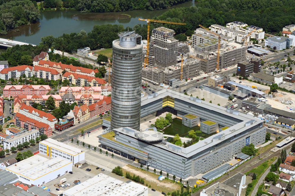 Nürnberg from the bird's eye view: High-rise buildings Nuernberger Versicherungsgruppe on Ostendstrasse in Nuremberg in the state Bavaria