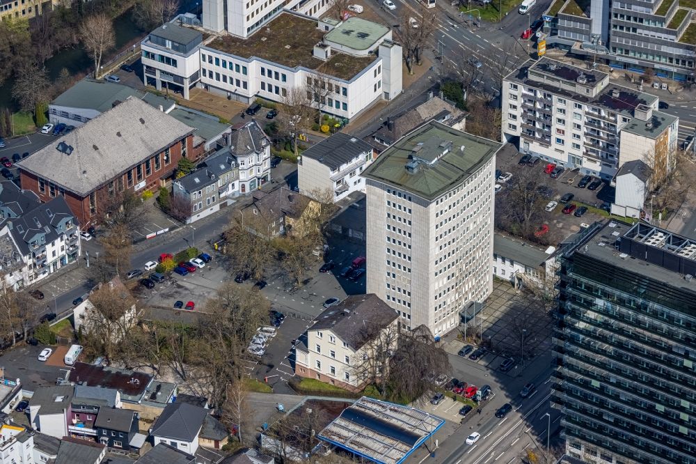 Aerial image Siegen - High-rise building in the residential area on Koblenzer Strasse in the district Hammerhuette in Siegen at Siegerland in the state North Rhine-Westphalia, Germany