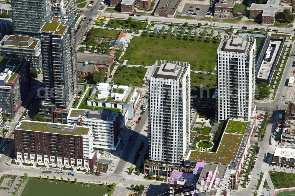 Aerial image Toronto - High-rise building in the residential area on Regent Park Boulevard in Toronto in Ontario, Canada