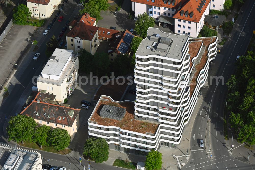 Aerial image Ingolstadt - High-rise building in the residential area IN-Tower in the district Gerolfing in Ingolstadt in the state Bavaria, Germany