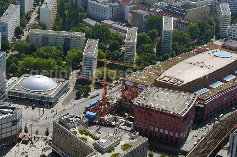 Berlin from above - High-rise construction site for a new residential and commercial building Alexander Capital Tower on street Alexanderstrasse - Otto-Braun-Strasse in the district Mitte in Berlin, Germany