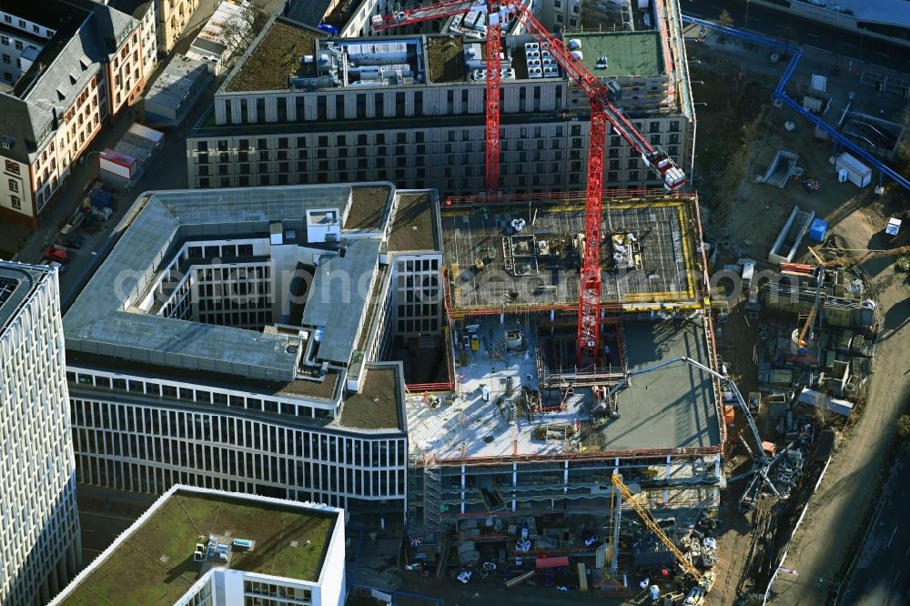 Berlin from above - High-rise construction site for a new residential and commercial building on Heidestrasse in the district Moabit in Berlin, Germany
