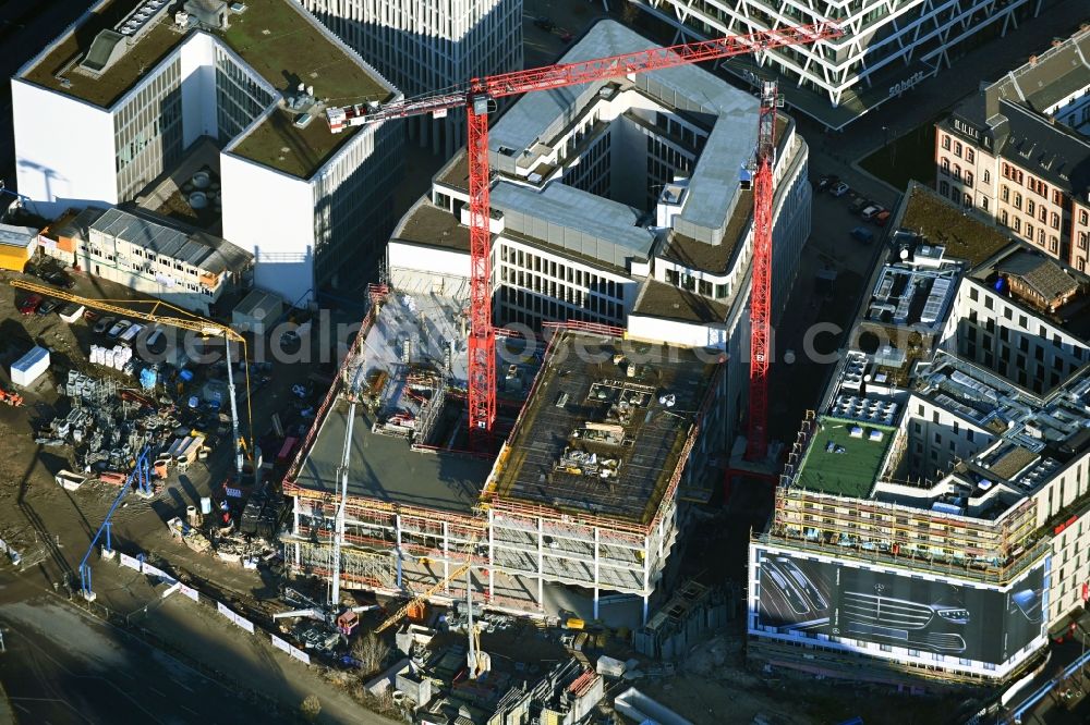 Berlin from above - High-rise construction site for a new residential and commercial building on Heidestrasse in the district Moabit in Berlin, Germany