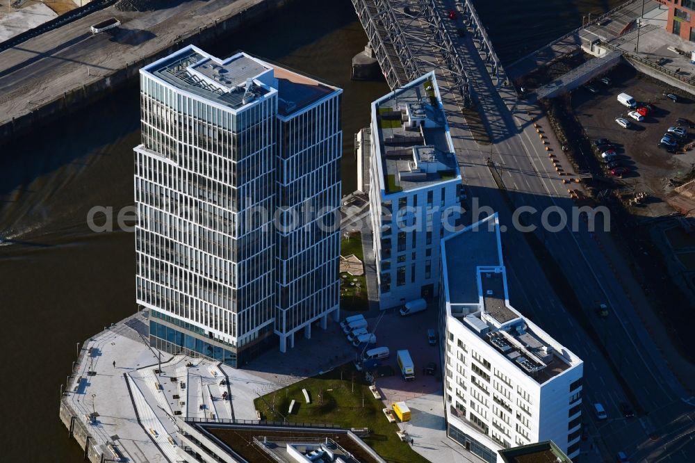 Hamburg from the bird's eye view: Build a new office and commercial building Intelligent Quarters in of Hafen City in Hamburg, Germany