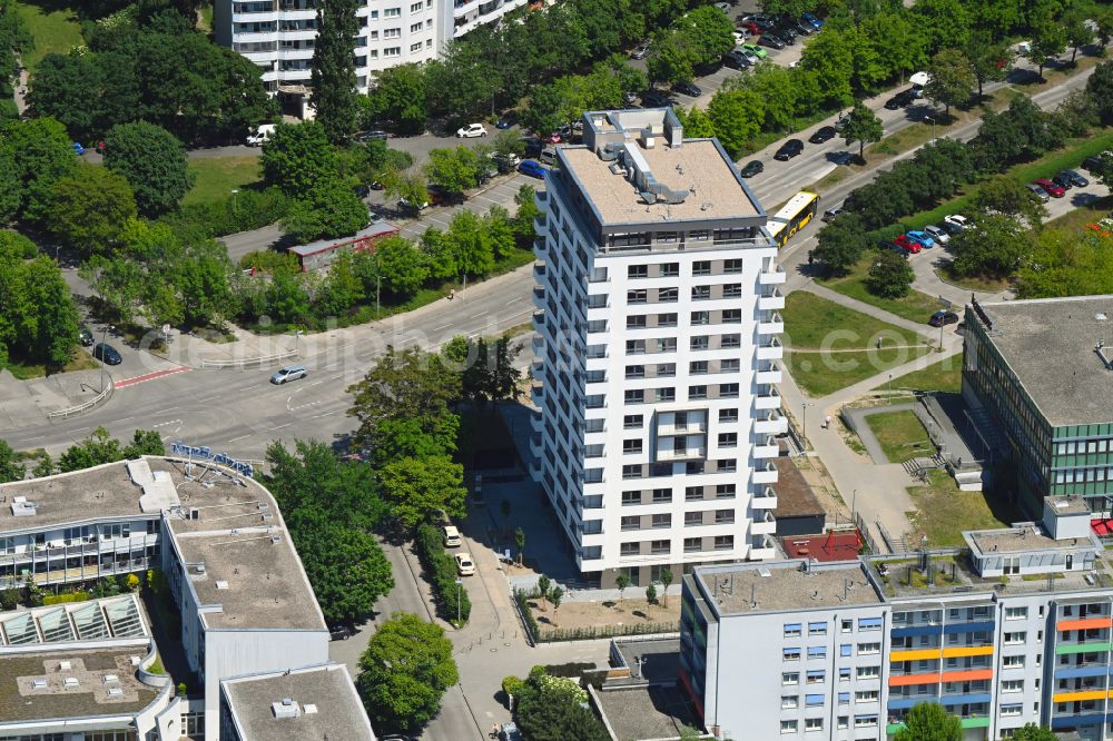 Berlin from above - Multi-family residential building Mehrower Allee corner Sella-Hasse-Strasse in the district Marzahn in Berlin, Germany