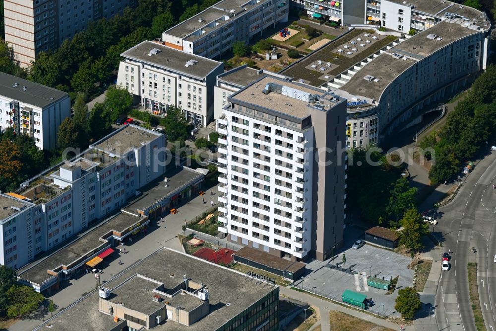 Berlin from above - Multi-family residential building Mehrower Allee corner Sella-Hasse-Strasse in the district Marzahn in Berlin, Germany