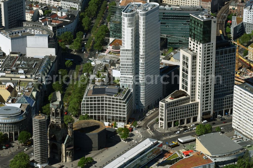 Aerial image Berlin - The newly constructed high-rise Zoofenster in the City West train station Charlottenburg ZOO